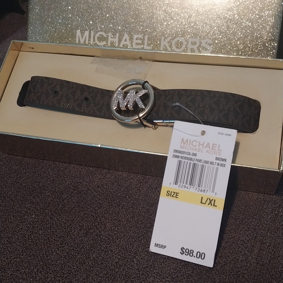 Michael Kors Dark Brown Logo Belt - Picture 1 of 3